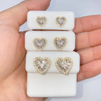 14K Gold Parisian Heart Diamond Baguette Earrings - additional product view 2