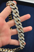 14K 18.6mm Rose Gold and White Gold Two-Tone Cuban Diamond Chain 25 in - additional product view 6