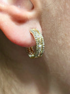 14K Gold Small Baguette Ladder in and Out Hoop Diamond Earrings - additional product view 3