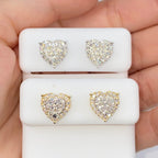14K Gold Halo Heart Iced Diamond Earrings - additional product view 5