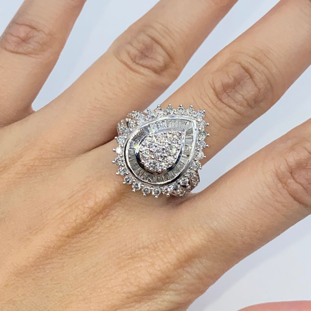10K Gold Pear Diamond Baguette Jumbo Ring - additional product view 2