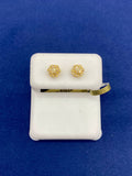 10K 3D Flower Style Gold & Diamond Earrings in yellow gold - close-up product photo