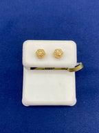 10K 3D Flower Style Gold & Diamond Earrings in yellow gold - close-up product photo