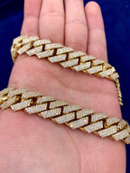 14K 16.5mm Gold Cuban Diamond Chain 22 in - additional product view 4