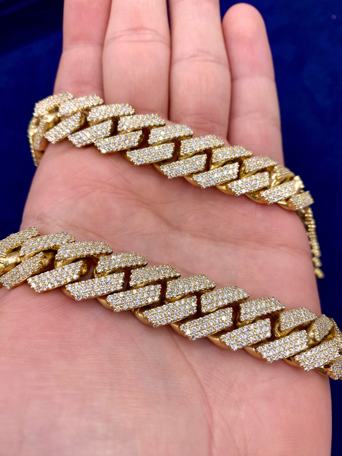 14K 16.5mm Gold Cuban Diamond Chain 22 in - additional product view 4