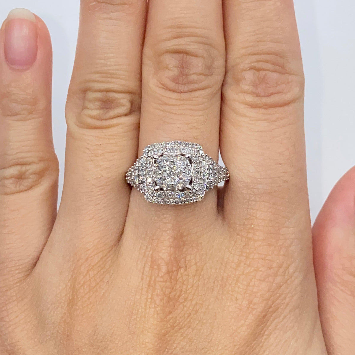 10K Gold Circle Square Halo Diamond Engagement Ring - additional product view 2
