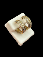 14K Gold Baguette Ladder in and Out Hoop Diamond Earrings - additional product view 15