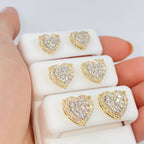 14K Gold Halo Heart Iced Diamond Earrings - additional product view 3