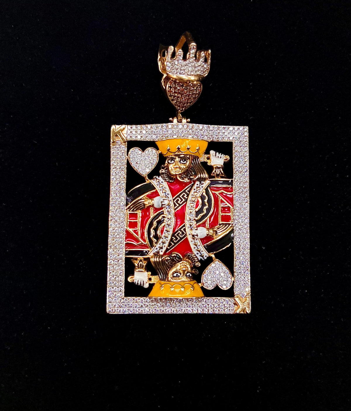 10K Gold Custom Jumbo King of Hearts Diamond Pendant - additional product view 5