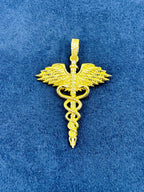 14K Gold Caduceus Diamond Pendant - additional product view 4