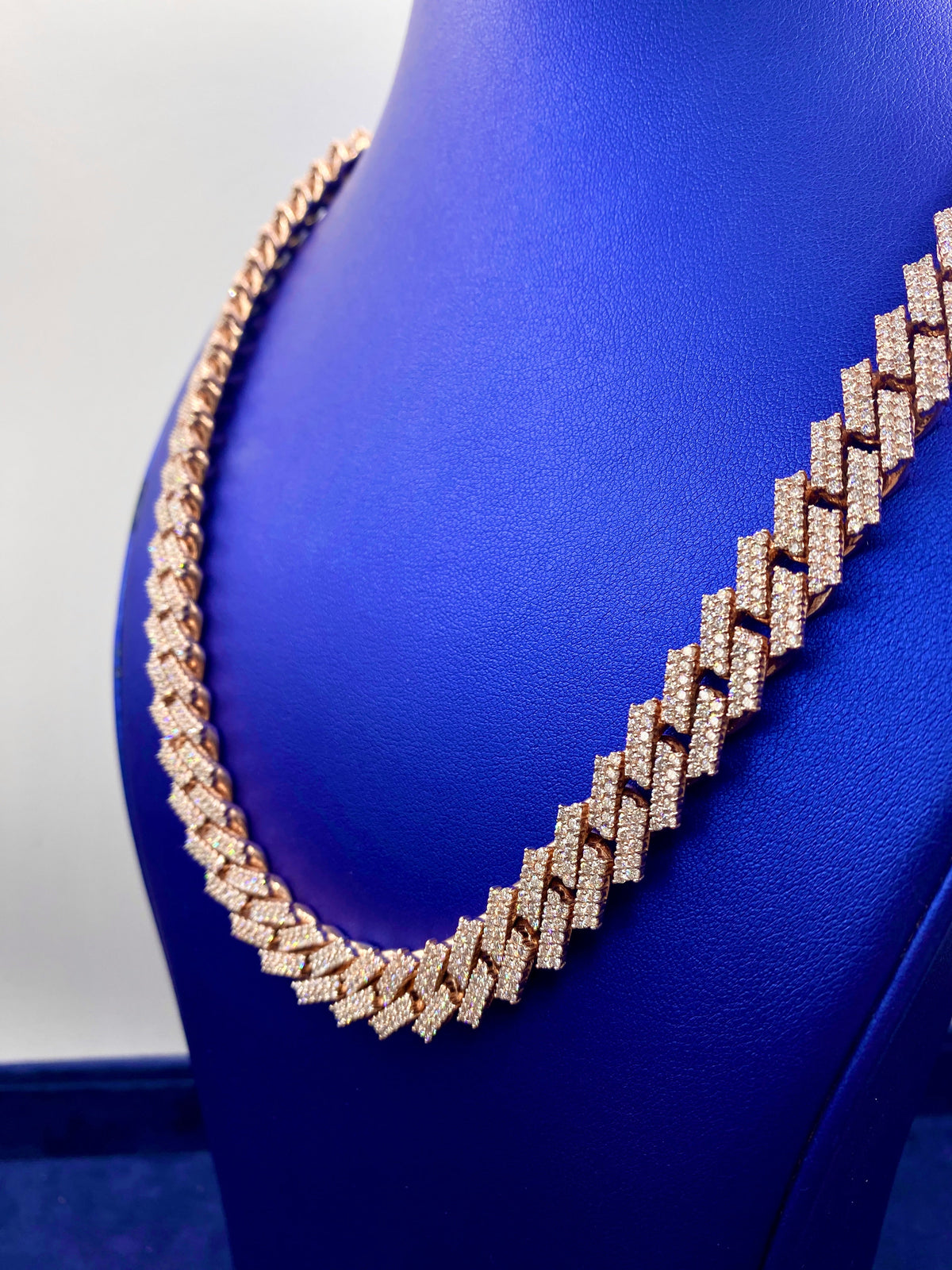 14K 12.5mm Rose Gold Cuban Diamond Chain 23 in - additional product view 3