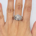 10K Gold Flower Ribbon Diamond Baguette Ring - additional product view 3