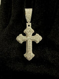 10K Gold Trefoil Cross Diamond Pendant in white gold - close-up product photo