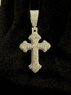 10K Gold Trefoil Cross Diamond Pendant in white gold - close-up product photo