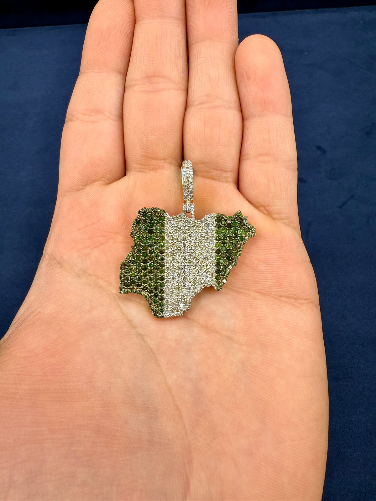 14K Gold Country of Nigeria Diamond Pendant - additional product view 3