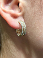 14K Gold Baguette Ladder in and Out Hoop Diamond Earrings - additional product view 5