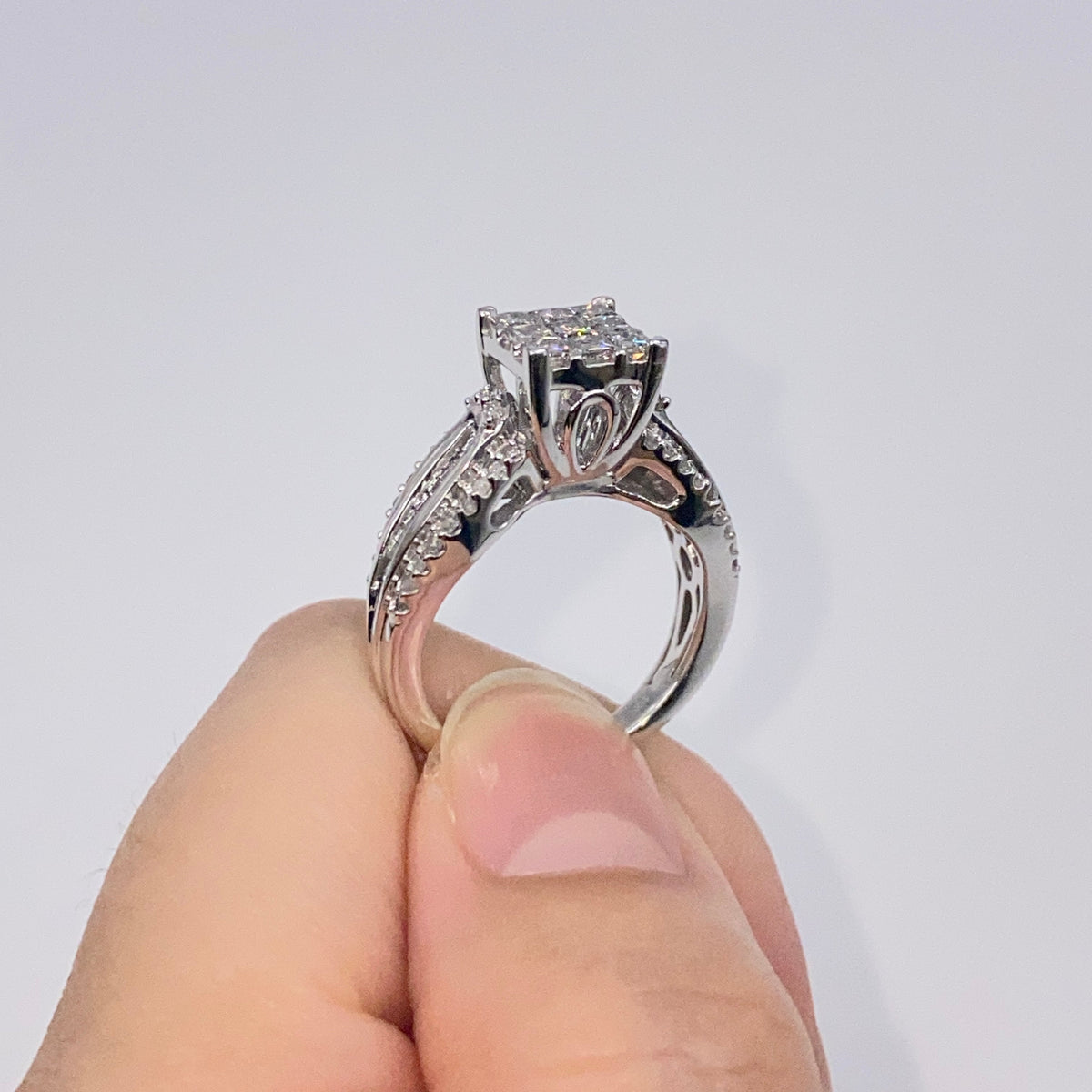 10K Gold Square Princess Cut Diamond Baguette Engagement Ring - additional product view 4