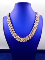 14K 18.5mm Rose Gold Baguette Cuban Diamond Chain 22 in - additional product view 2