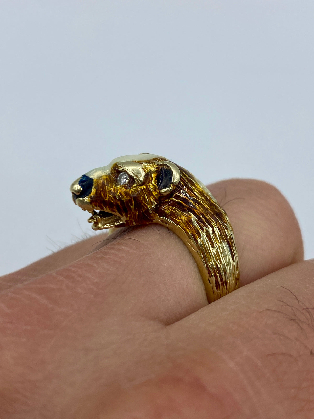 10K Gold Bear Diamond Ring Band - additional product view 4