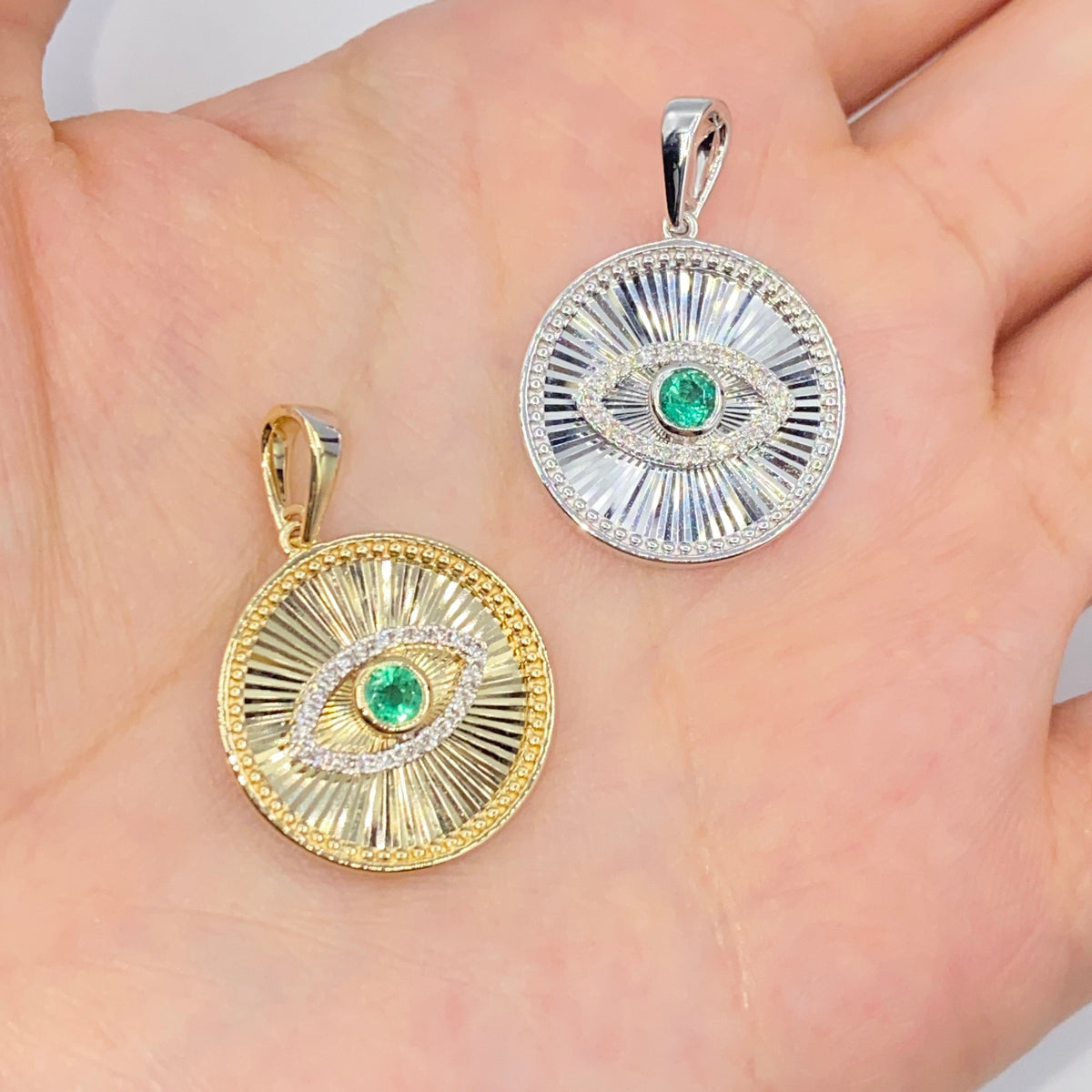14K Gold Evil Eye Shine Diamond Pendant - additional product view 2