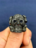 14K Gold Black Diamond Skull and Bones Ring - additional product view 2