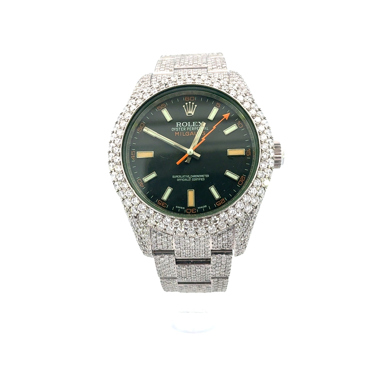40mm Rolex Milgauss Full Diamond Bust-Down Watch - main product photo