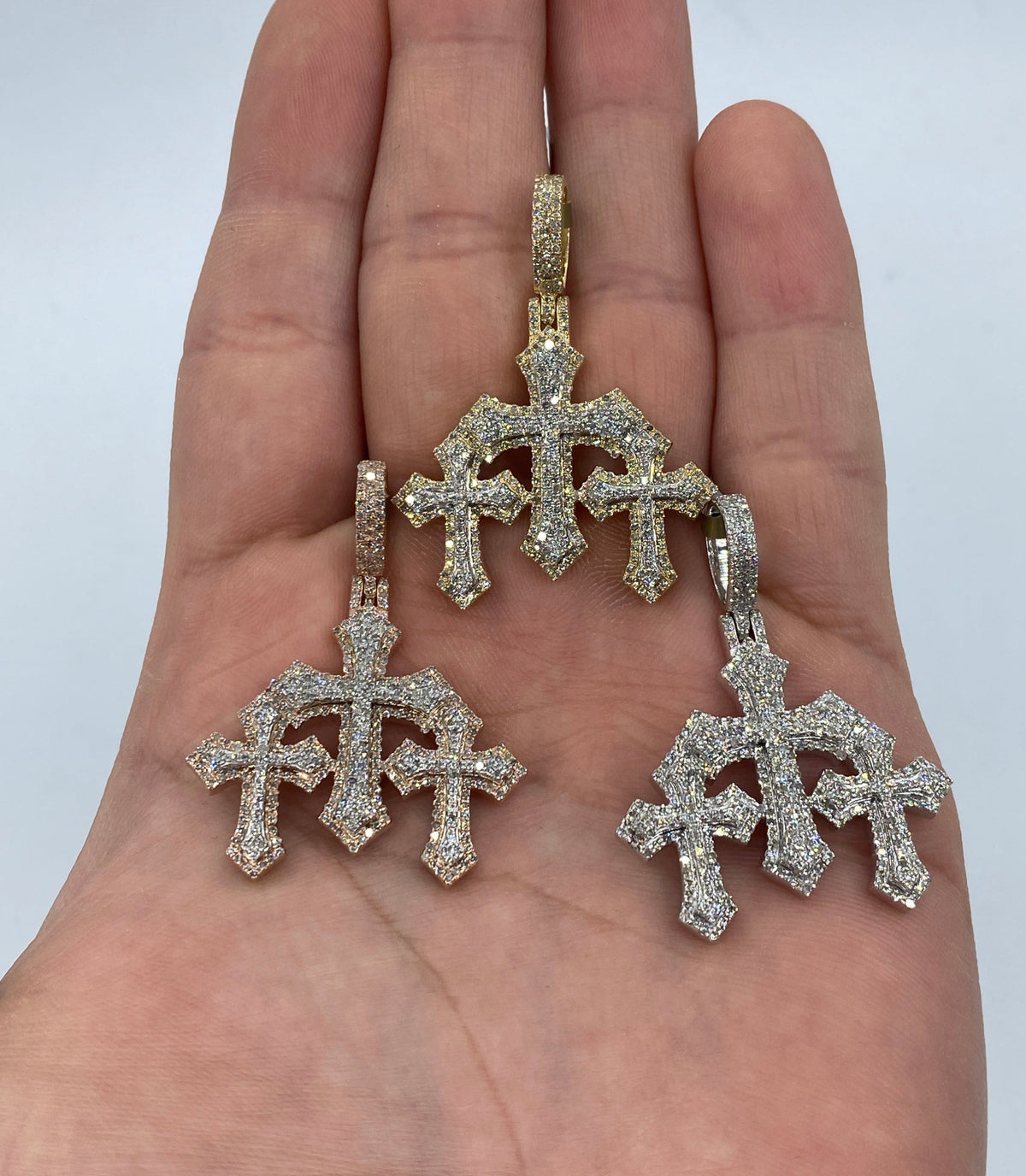 10K Gold Trinity Triple Cross Diamond Pendant - additional product view 13