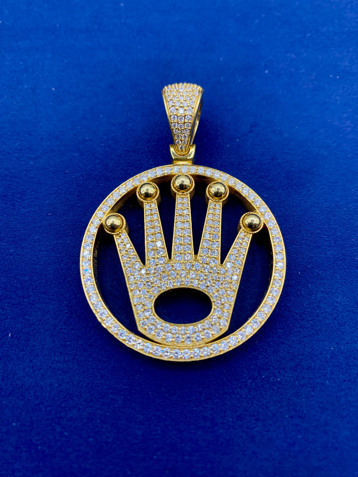 14K Gold Diamond Luxury Crown Pendant - additional product view 6