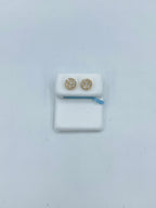 14K Gold Circle Diamond Earrings in yellow gold - close-up product photo