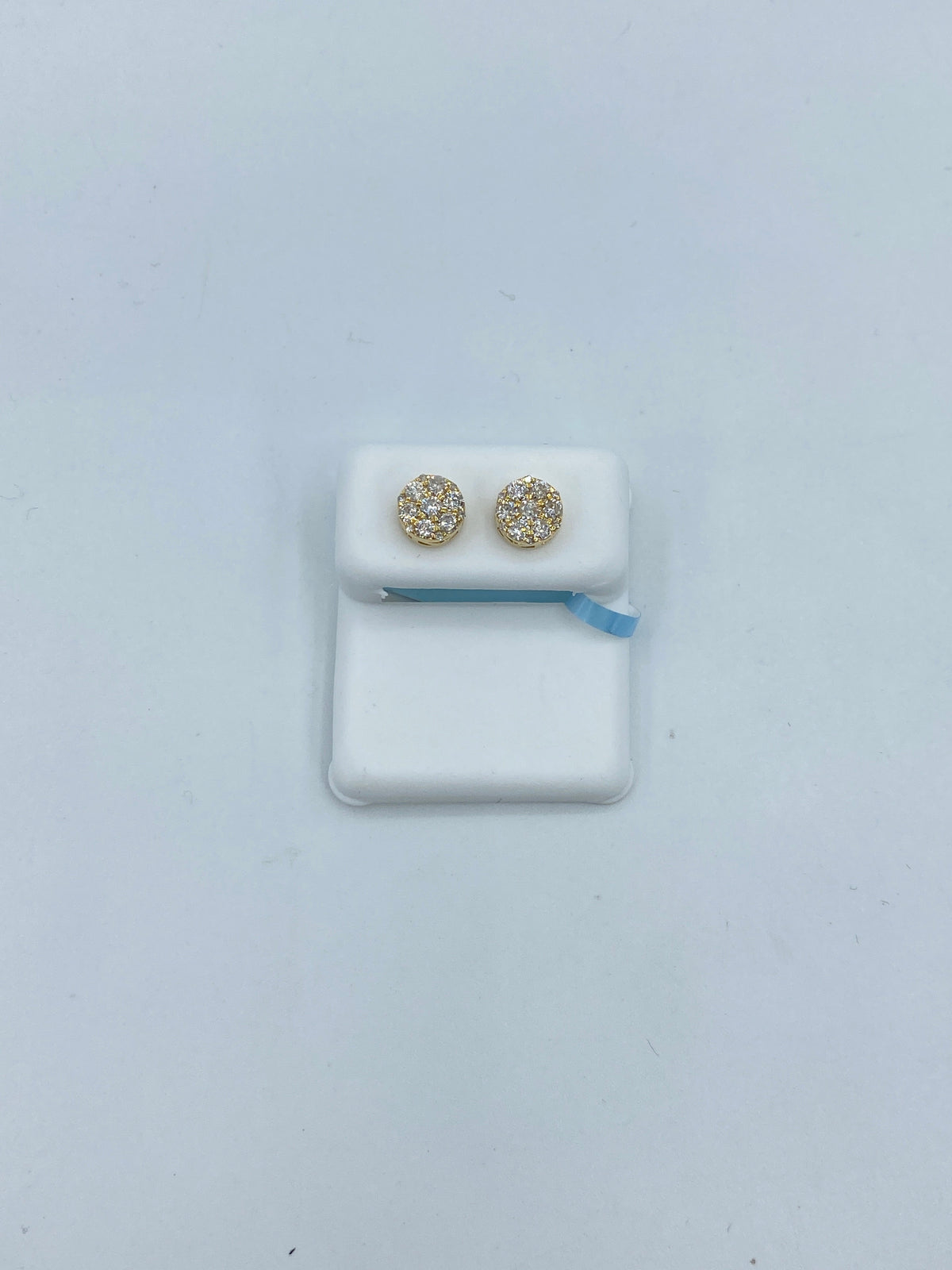 14K Gold Circle Diamond Earrings in yellow gold - close-up product photo