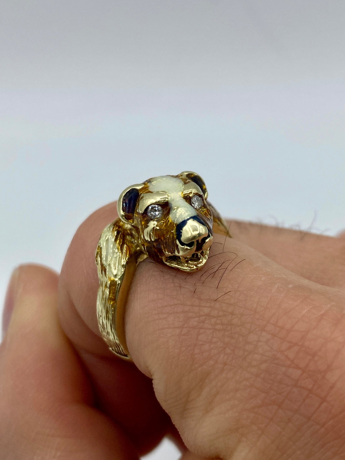 10K Gold Bear Diamond Ring Band - additional product view 2