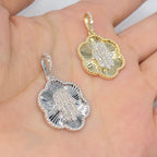 14K Gold Hamsa Shine Diamond Floral Pendant - additional product view 3