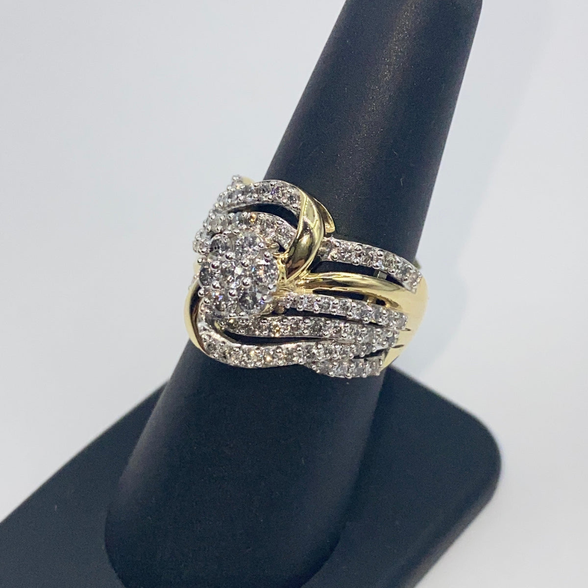 10K Gold Ribbon Diamond Flower Ring - additional product view 6