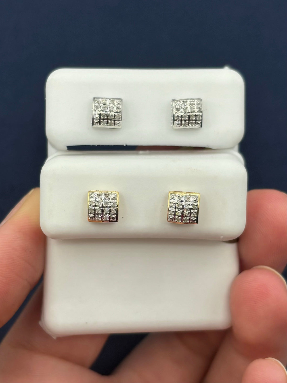 10K Gold Square Coordinate Diamond Earrings - additional product view 3
