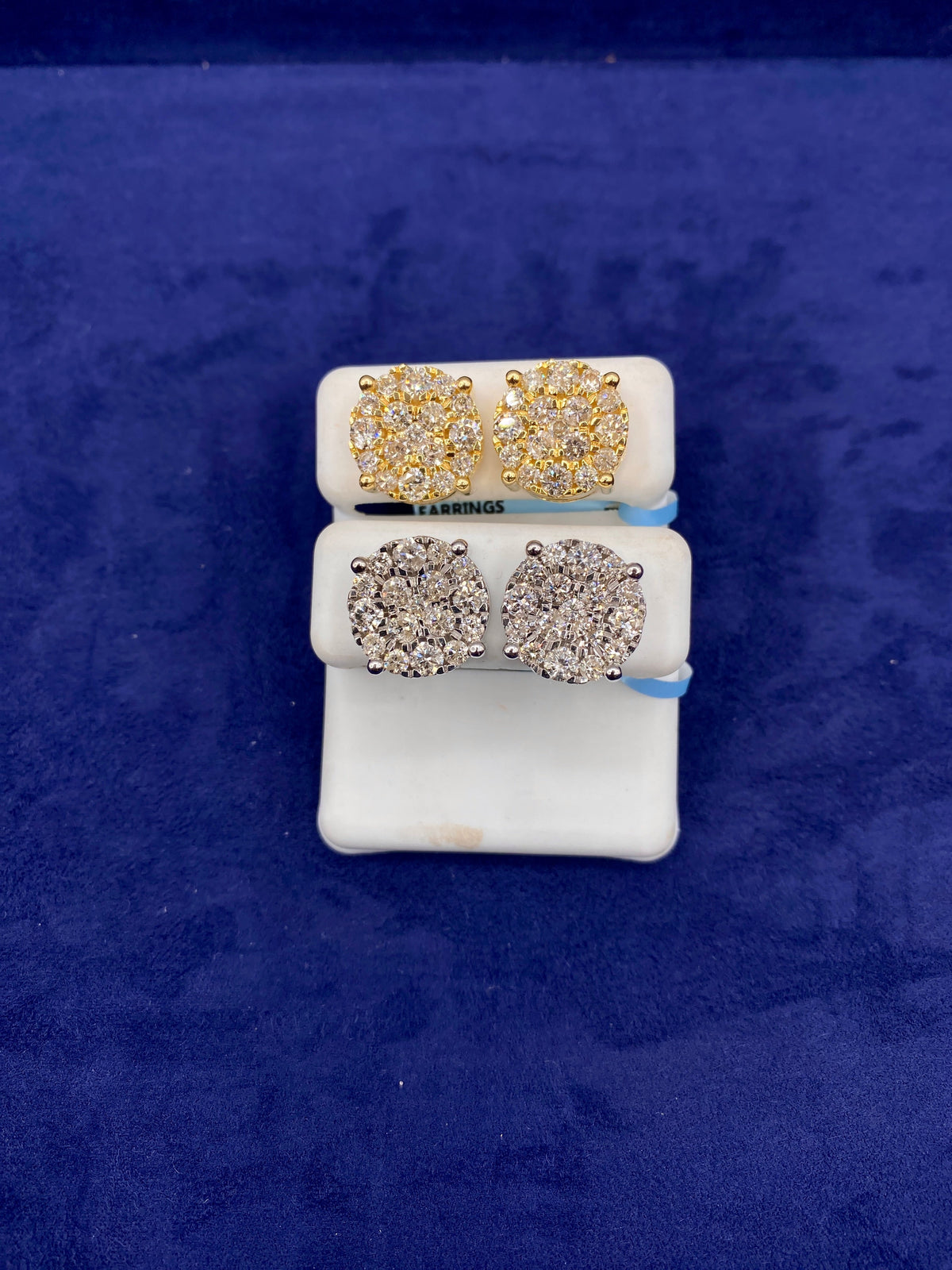 14K Gold Big Cluster Circle Diamond Earrings - additional product view 2