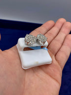 14K Gold Big Cluster Circle Diamond Earrings - additional product view 7