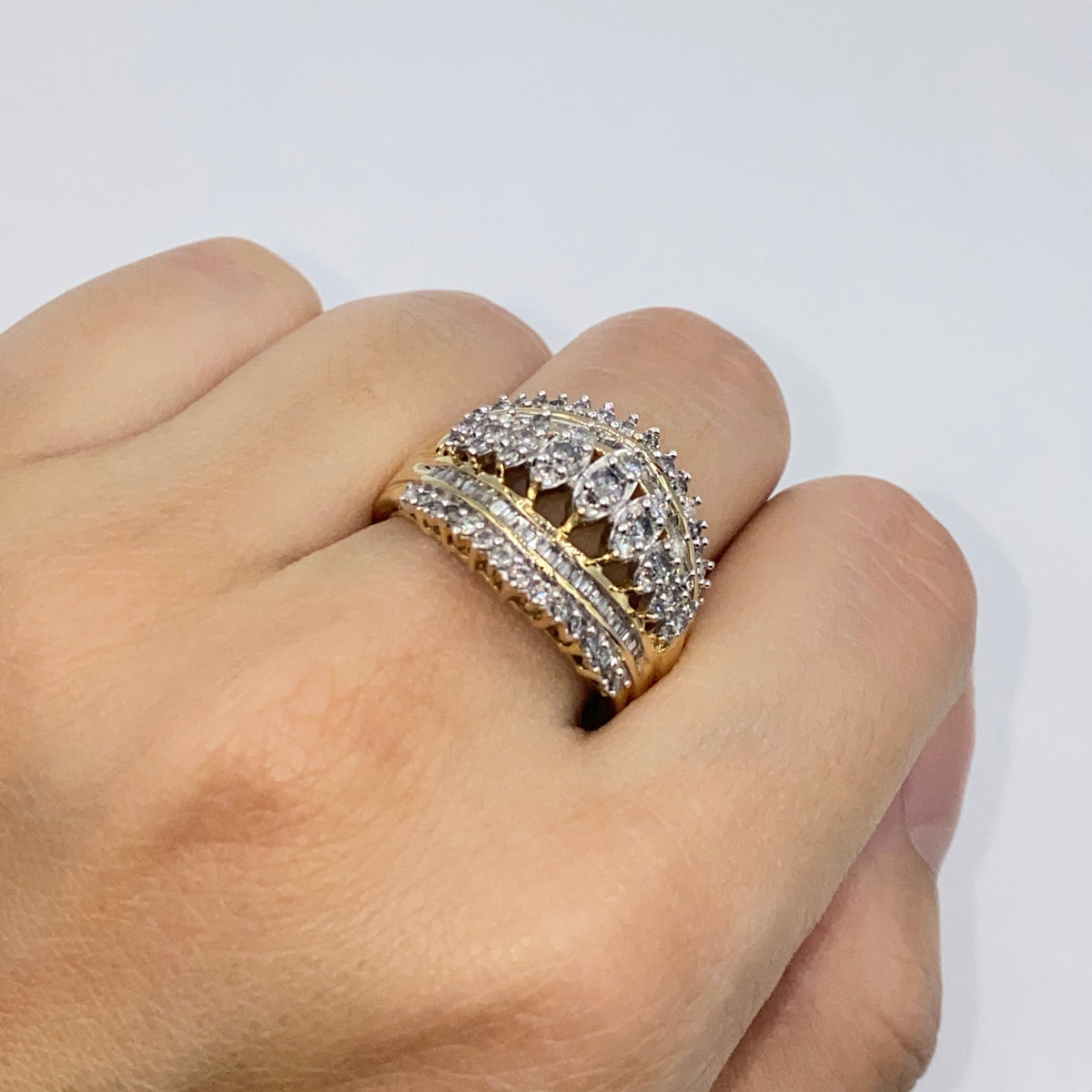 10K Gold Diamond Baguette Crown Ring - additional product view 3
