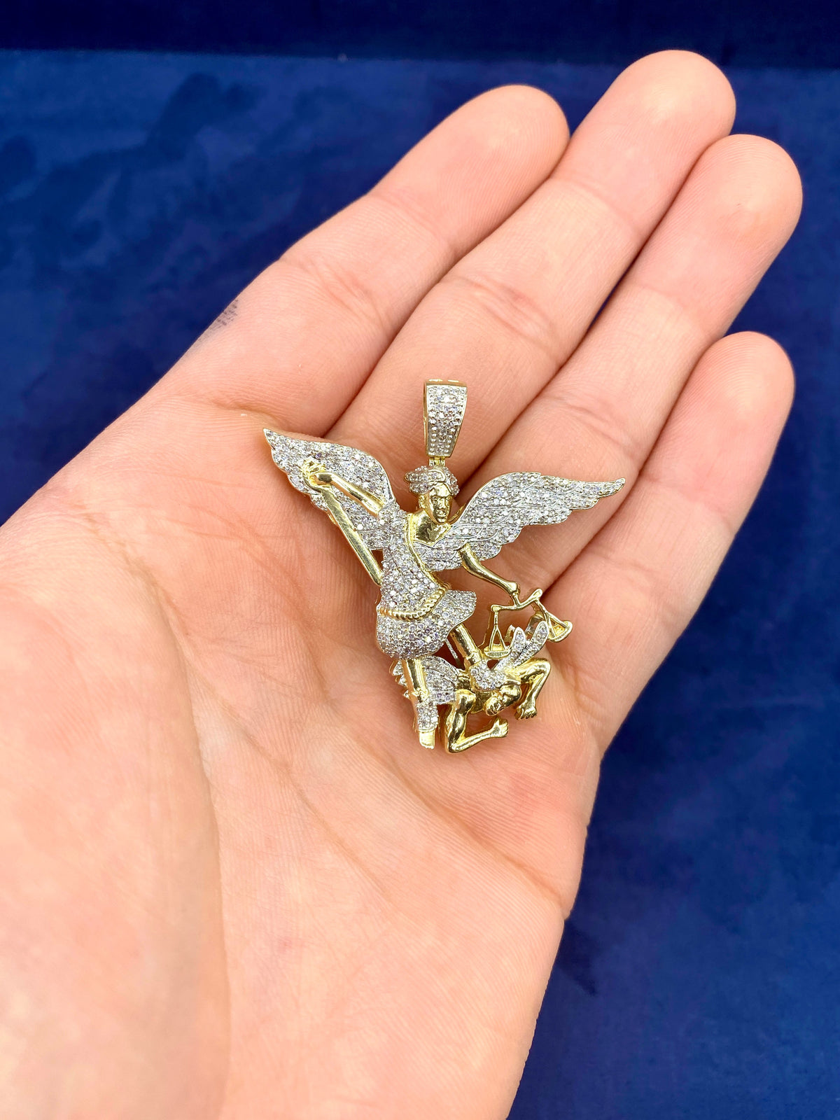 10K Gold Saint Michael Archangel Diamond Pendant - additional product view 2