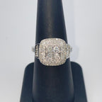 10K Gold Large Stone Center Diamond Square Halo Engagement Ring - additional product view 5
