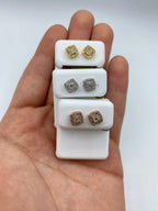 10K Gold Crown Rounded Square Diamond Earring - additional product view 3