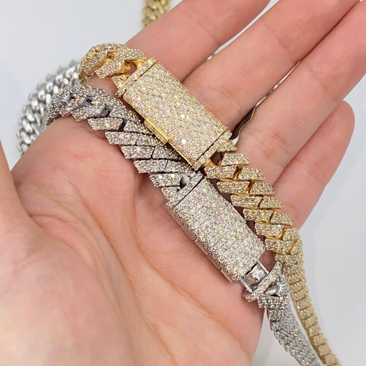 10K Gold 10.5mm Cuban Link Diamond Chain 22 in - additional product view 4