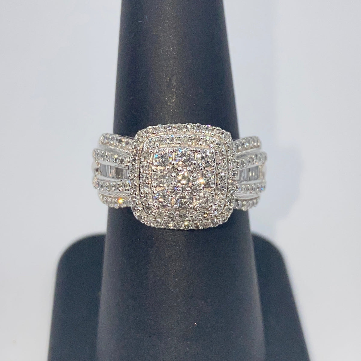 10K Gold Large Stone Center Diamond Halo Engagement Ring - additional product view 5