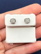 10K Gold Large Circle Cookie Diamond Earrings in white gold - close-up product photo