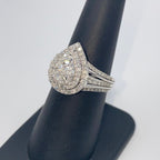 10K Gold Pear Large Stones Center Halo Diamond Engagement Ring - additional product view 6
