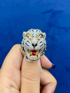14K Gold White Tiger Enamel Diamond Ring - additional product view 4
