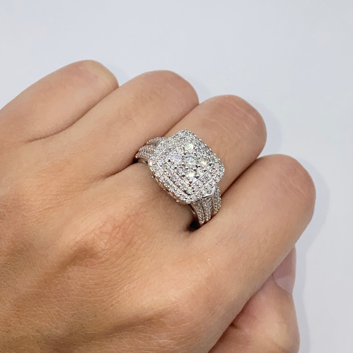10K Gold Square Double Halo Diamond Ring - additional product view 4