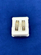 14K Gold Baguette Ladder in and Out Hoop Diamond Earrings in yellow gold - close-up product photo