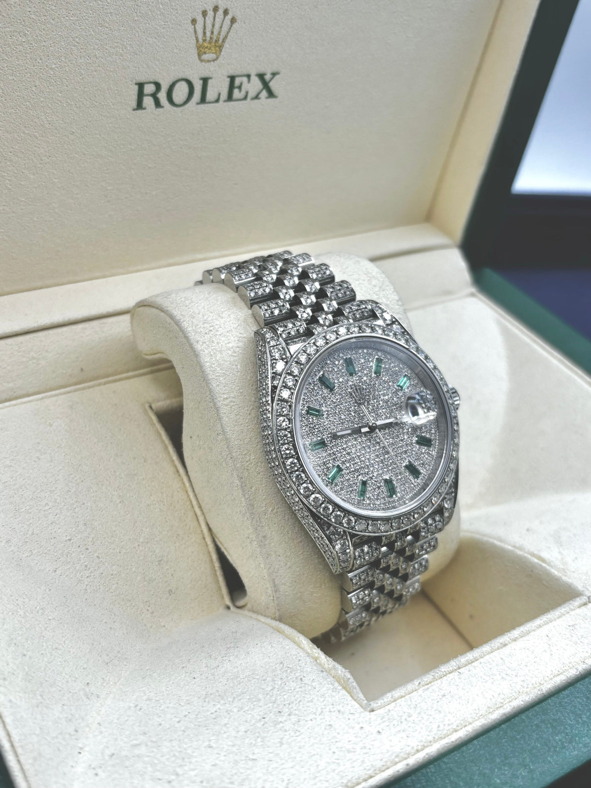 41mm Rolex Datejust Emerald Marker Dial Iced-Out Watch - additional product view 5