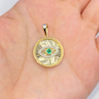 14K Gold Evil Eye Shine Diamond Pendant in yellow gold - close-up product photo
