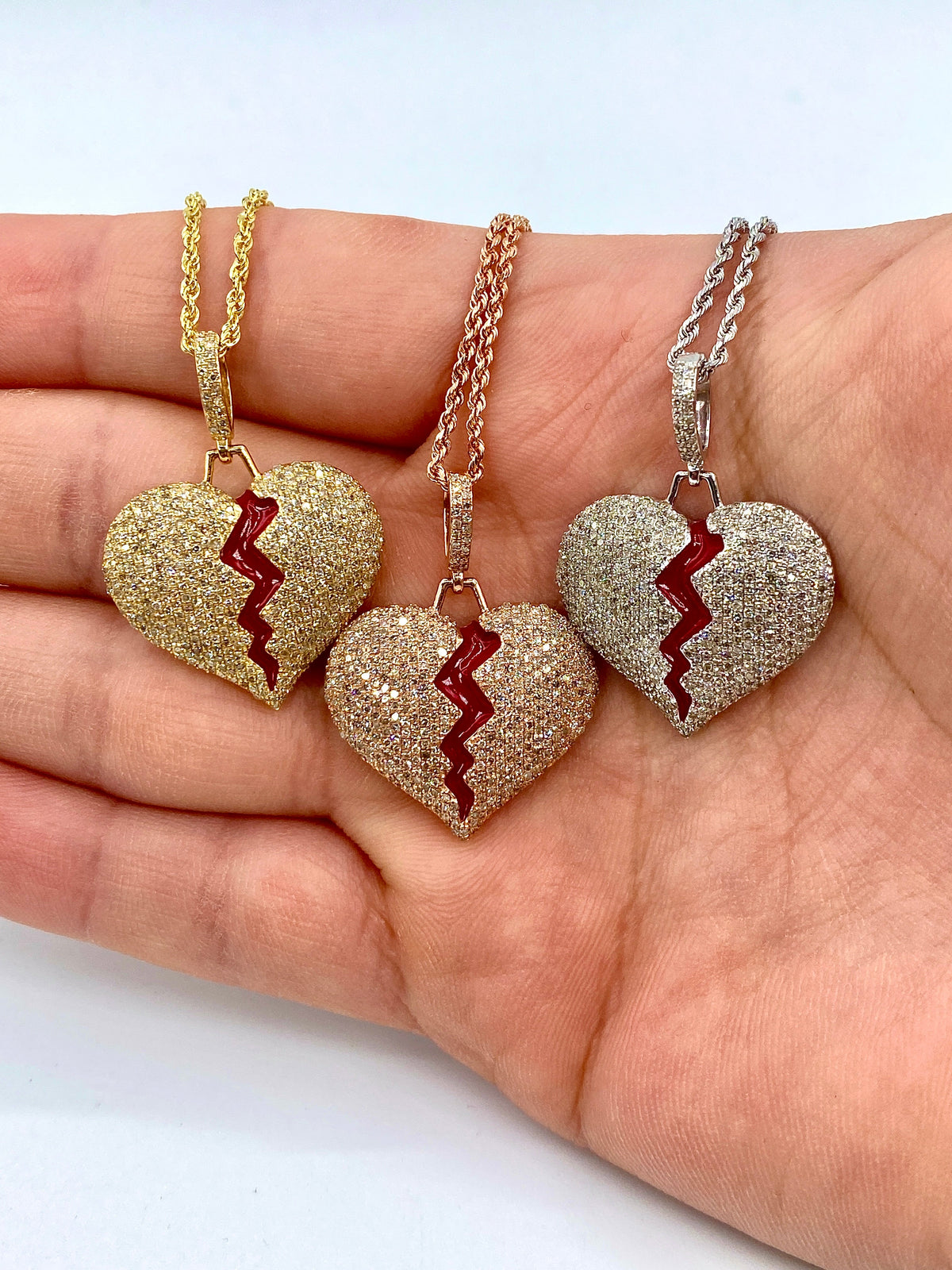 14K Gold Broken Heart Diamond Pendant - additional product view 3